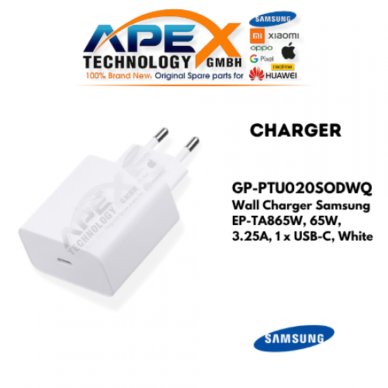 GP-PTU020SODWQ Wall Charger Samsung EP-TA865W, 65W, 3.25A, 1 x USB-C, White
