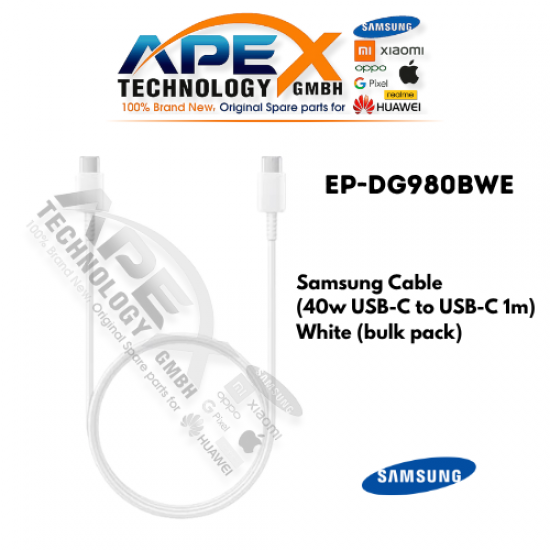EP-DG980BWE Samsung Cable (40w USB-C to USB-C 1m) White (bulk pack)
