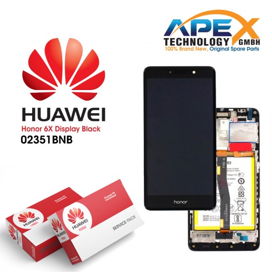 Huawei Honor 6X Premium Lcd Display / Screen + Touch + Battery Assy - Grey - 02351BNB