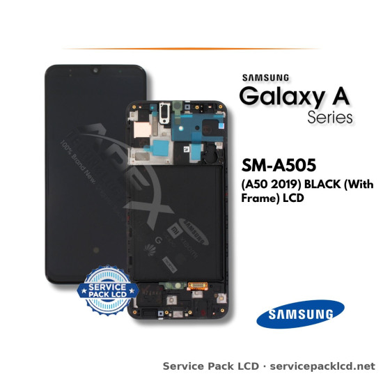 Samsung Galaxy A50 LCD Screen Display Black (with Frame) GH82-19204A