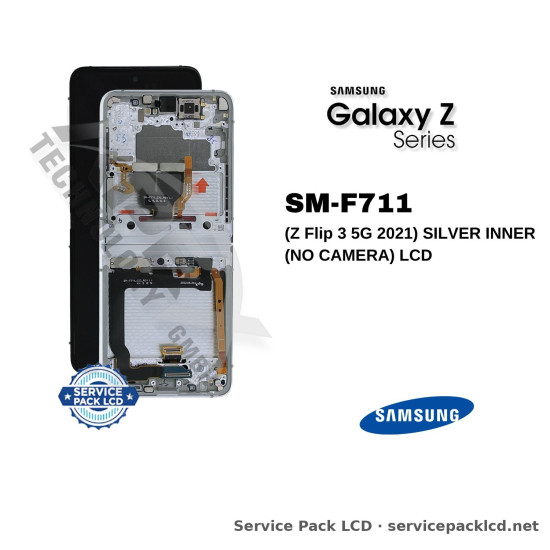 Samsung Galaxy Z Flip 3 5G LCD Screen Display Silver Inner (no Camera) GH82-27242E