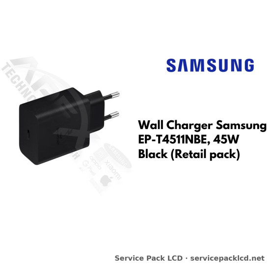 Wall Charger Samsung EP-T4511NBE, 45W, Black (Retail pack) EP-T4511NBEGEU