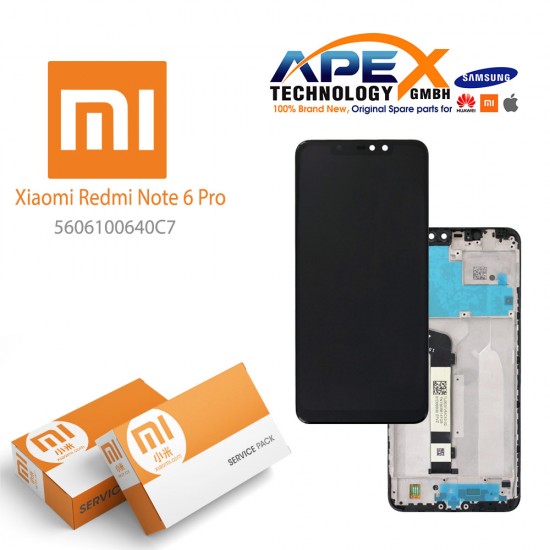 Xiaomi Redmi Note 6 Pro Lcd Display / Screen + Touch (Service Pack) Black 5606100640C7