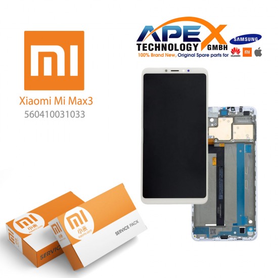 Xiaomi Mi Max 3 Lcd Display / Screen + Touch White (Service Pack) 560410031033